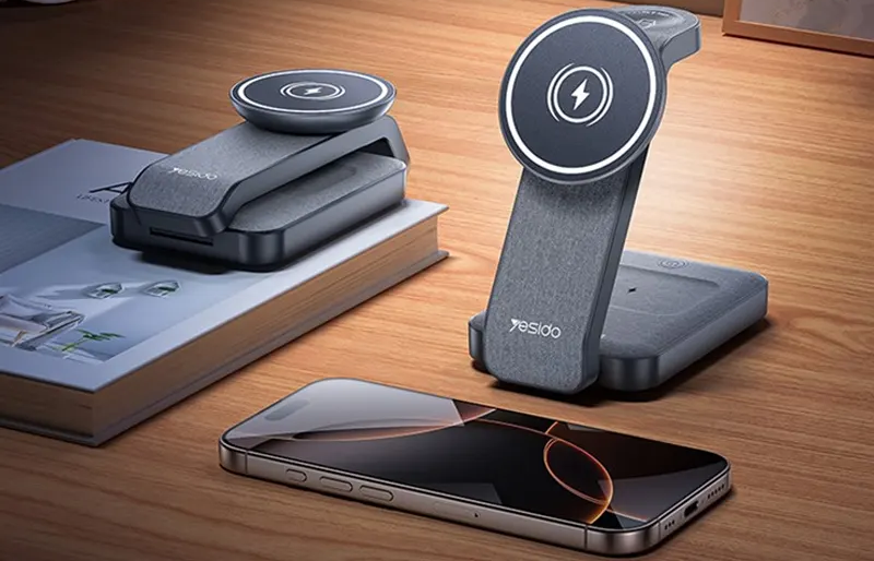 استند شارژر وایرلس رومیزی Yesido DS26 – شارژ گوشی، ایرپاد و ساعت